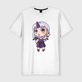 Мужская футболка хлопок Slim с принтом Anime Chibi Demon Girl в городе Новоалтайск, 92% хлопок, 8% лайкра | приталенный силуэт, круглый вырез ворота, длина до линии бедра, короткий рукав | cartoon | girls | japan | japanese | kawaii | manga | waifu | yandere | аниме | анимэ | вайфу | дандере | девочка | девушка | демон | дередере | кавайная | манга | милая | мультик | мультики | тиби | цундере | чиби | яндере | япония