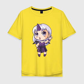 Мужская футболка хлопок Oversize с принтом Anime Chibi Demon Girl в городе Новоалтайск, 100% хлопок | свободный крой, круглый ворот, “спинка” длиннее передней части | cartoon | girls | japan | japanese | kawaii | manga | waifu | yandere | аниме | анимэ | вайфу | дандере | девочка | девушка | демон | дередере | кавайная | манга | милая | мультик | мультики | тиби | цундере | чиби | яндере | япония