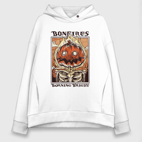 Женское худи Oversize хлопок с принтом Bonfires Burning Bright в городе Новоалтайск, френч-терри — 70% хлопок, 30% полиэстер. Мягкий теплый начес внутри —100% хлопок | боковые карманы, эластичные манжеты и нижняя кромка, капюшон на магнитной кнопке | cosplay | halloween | horror | party | pumpkin | retro | scary | skeleton | trick or threat | вечеринка | горит | горят | конфета или жизнь | косплей | костры | монстр | огонь | пламя | пожар | пылает | ретро | скелет | страшная | тыква | хорр