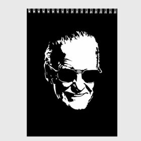 Скетчбук с принтом STAN LEE в городе Новоалтайск, 100% бумага
 | 48 листов, плотность листов — 100 г/м2, плотность картонной обложки — 250 г/м2. Листы скреплены сверху удобной пружинной спиралью | Тематика изображения на принте: marvel | stan lee | марвел | стен ли | стэн ли
