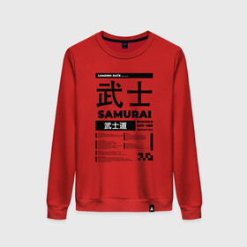 Женский свитшот хлопок с принтом КИБЕРПАНК,SAMURAI,САМУРАЙ, в городе Новоалтайск, 100% хлопок | прямой крой, круглый вырез, на манжетах и по низу широкая трикотажная резинка  | samurai | бусидо | иероглифы | киберпанк | самурай | символы | сэнгоку дзидай | японский