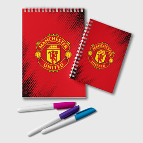 Блокнот с принтом MANCHESTER UNITED в городе Новоалтайск, 100% бумага | 48 листов, плотность листов — 60 г/м2, плотность картонной обложки — 250 г/м2. Листы скреплены удобной пружинной спиралью. Цвет линий — светло-серый
 | Тематика изображения на принте: club | footbal | logo | manchester | united | знак | клуб | лого | логотип | логотипы | манчестер | символ | символы | форма | футбол | футбольная | футбольный | юнайтед