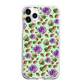 Чехол для iPhone 11 Pro Max матовый с принтом Роза и земляника в городе Новоалтайск, Силикон |  | Тематика изображения на принте: арт | зеленый | земляника | красный | листок | листья | рисунок | роза | розы | салатовый | фиолетовая роза | фиолетовые розы | фиолетовый | цветок | цветы | ягода | ягоды