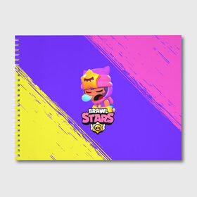 Альбом для рисования с принтом BRAWL STARS SANDY СЭНДИ в городе Новоалтайск, 100% бумага
 | матовая бумага, плотность 200 мг. | Тематика изображения на принте: 8 bit | 8бит | brawl | cnfhc | crow | hfdk | leon | logo | sandy | skull | spike | stars | бравл | бравла | браво | игра | игры | икфцд | кроу | леон | лого | логотип | символ | спайк | старс | старса | сэнди | череп | ыефкы