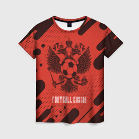 Женская футболка 3D с принтом FOOTBALL RUSSIA / Футбол в городе Новоалтайск, 100% полиэфир ( синтетическое хлопкоподобное полотно) | прямой крой, круглый вырез горловины, длина до линии бедер | Тематика изображения на принте: football | russia | sport | арсенал | ахмат | герб | динамо | зенит | краснодар | локомотив | россии | российский | россия | ростов | ротор | рубин | русский | сборная | символ | союз | спартак | спорт | форма