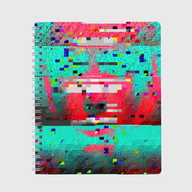 Тетрадь с принтом Glitch в городе Новоалтайск, 100% бумага | 48 листов, плотность листов — 60 г/м2, плотность картонной обложки — 250 г/м2. Листы скреплены сбоку удобной пружинной спиралью. Уголки страниц и обложки скругленные. Цвет линий — светло-серый
 | abstraction | glitch | neon | vanguard | абстракция | авангард | глитч | неон