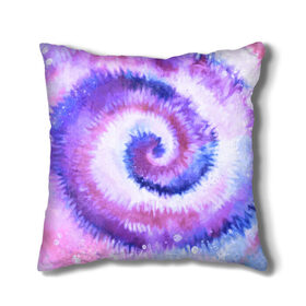 Подушка 3D с принтом TIE-DYE PURPLE в городе Новоалтайск, наволочка – 100% полиэстер, наполнитель – холлофайбер (легкий наполнитель, не вызывает аллергию). | состоит из подушки и наволочки. Наволочка на молнии, легко снимается для стирки | dye | multicolor | tie | trend | акварель | брызги | градиент | дай | колор | краски | красочная | мульти | потёки | пятна | радуга | радужная | тай | тайдай | текстура | тренд | хиппи