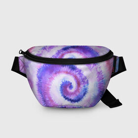 Поясная сумка 3D с принтом TIE-DYE PURPLE в городе Новоалтайск, 100% полиэстер | плотная ткань, ремень с регулируемой длиной, внутри несколько карманов для мелочей, основное отделение и карман с обратной стороны сумки застегиваются на молнию | dye | multicolor | tie | trend | акварель | брызги | градиент | дай | колор | краски | красочная | мульти | потёки | пятна | радуга | радужная | тай | тайдай | текстура | тренд | хиппи