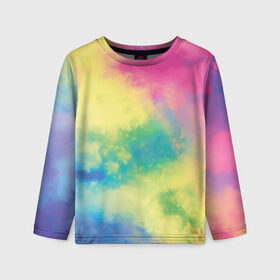 Детский лонгслив 3D с принтом Tie-Dye в городе Новоалтайск, 100% полиэстер | длинные рукава, круглый вырез горловины, полуприлегающий силуэт
 | dye | multicolor | tie | trend | акварель | брызги | градиент | дай | колор | краски | красочная | мульти | потёки | пятна | радуга | радужная | тай | тайдай | текстура | тренд | хиппи