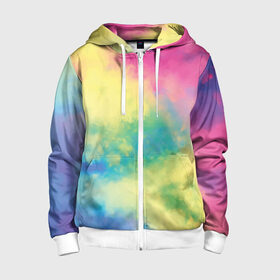 Детская толстовка 3D на молнии с принтом Tie-Dye в городе Новоалтайск, 100% полиэстер |  манжеты и пояс оформлены широкой мягкой резинкой, двухслойный капюшон со шнурком для регулировки, спереди карманы и застежка-молния
 | dye | multicolor | tie | trend | акварель | брызги | градиент | дай | колор | краски | красочная | мульти | потёки | пятна | радуга | радужная | тай | тайдай | текстура | тренд | хиппи