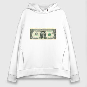 Женское худи Oversize хлопок с принтом One dollar в городе Новоалтайск, френч-терри — 70% хлопок, 30% полиэстер. Мягкий теплый начес внутри —100% хлопок | боковые карманы, эластичные манжеты и нижняя кромка, капюшон на магнитной кнопке | bill | dollar | one | богатство | деньги | доллары | монеты | один | сша