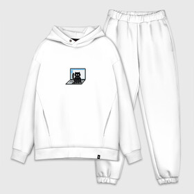 Мужской костюм хлопок OVERSIZE Кот и ноутбук: в городе Новоалтайск,  |  | животные | компьютер | кот и ноутбук | котик | кошка | питомец | пк