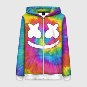 Женская толстовка 3D на молнии с принтом MARSHMELLO в городе Новоалтайск, 100% полиэстер | длина до линии бедра, манжеты и пояс оформлены мягкой тканевой резинкой, двухслойный капюшон со шнурком для регулировки, спереди молния, по бокам два кармана | fortnite | marshmallo | marshmallow | marshmello | marshmellow | маршмелло | маршмеллоу | розы | фортнайт