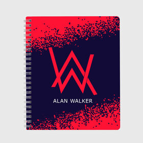 Тетрадь с принтом ALAN WALKER / АЛАН УОКЕР в городе Новоалтайск, 100% бумага | 48 листов, плотность листов — 60 г/м2, плотность картонной обложки — 250 г/м2. Листы скреплены сбоку удобной пружинной спиралью. Уголки страниц и обложки скругленные. Цвет линий — светло-серый
 | Тематика изображения на принте: alan | faded | house | logo | music | walker | алан | вокер | волкер | диджей | лого | логотип | логотипы | музыка | музыкант | символ | символы | танцеальная | уокер | хаус | электронная