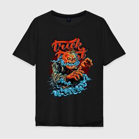Мужская футболка хлопок Oversize с принтом Trick or treat. Хэллоуин в городе Новоалтайск, 100% хлопок | свободный крой, круглый ворот, “спинка” длиннее передней части | halloween | helloween | trick or treat | монстры | приколы | тыква | ужасы | хеллоуин | хэллоуин