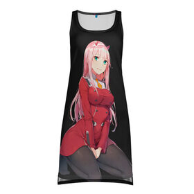 Платье-майка 3D с принтом ZeroTwo (Darling in the Franx) в городе Новоалтайск, 100% полиэстер | полуприлегающий силуэт, широкие бретели, круглый вырез горловины, удлиненный подол сзади. | 002 | ahegao | anime | darling | franx | franxx | girl | girls | in | senpai | the | two | waifu | zero | zerotwo | аниме | ахегао | вайфу | девушка | семпай | сенпай | тян