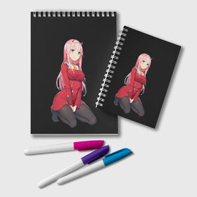 Блокнот с принтом ZeroTwo (Darling in the Franx) в городе Новоалтайск, 100% бумага | 48 листов, плотность листов — 60 г/м2, плотность картонной обложки — 250 г/м2. Листы скреплены удобной пружинной спиралью. Цвет линий — светло-серый
 | 002 | ahegao | anime | darling | franx | franxx | girl | girls | in | senpai | the | two | waifu | zero | zerotwo | аниме | ахегао | вайфу | девушка | семпай | сенпай | тян
