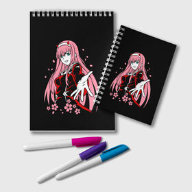 Блокнот с принтом ZeroTwo (Darling in the Franx) в городе Новоалтайск, 100% бумага | 48 листов, плотность листов — 60 г/м2, плотность картонной обложки — 250 г/м2. Листы скреплены удобной пружинной спиралью. Цвет линий — светло-серый
 | 002 | 02 | ahegao | anime | darling | franx | franxx | girl | girls | in | senpai | the | two | waifu | zero | zerotwo | аниме | ахегао | вайфу | девушка | семпай | сенпай | тян