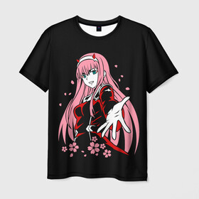Мужская футболка 3D с принтом ZeroTwo (Darling in the Franx) в городе Новоалтайск, 100% полиэфир | прямой крой, круглый вырез горловины, длина до линии бедер | 002 | 02 | ahegao | anime | darling | franx | franxx | girl | girls | in | senpai | the | two | waifu | zero | zerotwo | аниме | ахегао | вайфу | девушка | семпай | сенпай | тян