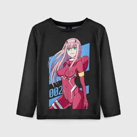 Детский лонгслив 3D с принтом ZeroTwo (Darling in the Franx) в городе Новоалтайск, 100% полиэстер | длинные рукава, круглый вырез горловины, полуприлегающий силуэт
 | 002 | 02 | ahegao | anime | darling | franx | franxx | girl | girls | in | senpai | the | two | waifu | zero | zerotwo | аниме | ахегао | вайфу | девушка | семпай | сенпай | тян
