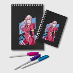 Блокнот с принтом ZeroTwo (Darling in the Franx) в городе Новоалтайск, 100% бумага | 48 листов, плотность листов — 60 г/м2, плотность картонной обложки — 250 г/м2. Листы скреплены удобной пружинной спиралью. Цвет линий — светло-серый
 | 002 | 02 | ahegao | anime | darling | franx | franxx | girl | girls | in | senpai | the | two | waifu | zero | zerotwo | аниме | ахегао | вайфу | девушка | семпай | сенпай | тян