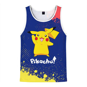 Мужская майка 3D с принтом ПИКАЧУ PIKACHU в городе Новоалтайск, 100% полиэстер | круглая горловина, приталенный силуэт, длина до линии бедра. Пройма и горловина окантованы тонкой бейкой | anime | manga | pikachu | pokemon | pokemons | аниме | детектив | кино | манга | мультфилтфильм | муьлт | пикачу | покемон | покемоны | фильм