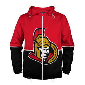 Мужская ветровка 3D Оттава Сенаторз: в городе Новоалтайск, 100% полиэстер | подол и капюшон оформлены резинкой с фиксаторами, два кармана без застежек по бокам, один потайной карман на груди |