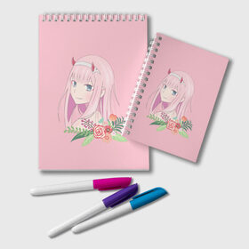 Блокнот с принтом ZeroTwo (Darling in the Franx) в городе Новоалтайск, 100% бумага | 48 листов, плотность листов — 60 г/м2, плотность картонной обложки — 250 г/м2. Листы скреплены удобной пружинной спиралью. Цвет линий — светло-серый
 | 002 | 02 | ahegao | anime | darling | franx | franxx | girl | girls | in | senpai | the | two | waifu | zero | zerotwo | аниме | ахегао | вайфу | девушка | семпай | сенпай | тян