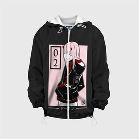 Детская куртка 3D с принтом ZeroTwo (Darling in the Franx) в городе Новоалтайск, 100% полиэстер | застежка — молния, подол и капюшон оформлены резинкой с фиксаторами, по бокам — два кармана без застежек, один потайной карман на груди, плотность верхнего слоя — 90 г/м2; плотность флисового подклада — 260 г/м2 | 002 | 02 | ahegao | anime | darling | franx | franxx | girl | girls | in | senpai | the | two | waifu | zero | zerotwo | аниме | ахегао | вайфу | девушка | семпай | сенпай | тян