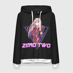 Женская толстовка 3D с принтом Zero Two synth в городе Новоалтайск, 100% полиэстер  | двухслойный капюшон со шнурком для регулировки, мягкие манжеты на рукавах и по низу толстовки, спереди карман-кенгуру с мягким внутренним слоем. | 002 | 02 | ahegao | anime | darling | franx | franxx | girl | girls | in | senpai | the | two | waifu | zero | zerotwo | аниме | ахегао | вайфу | девушка | семпай | сенпай | тян