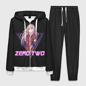 Мужской костюм 3D с принтом ZeroTwo (Darling in the Franx) в городе Новоалтайск, 100% полиэстер | Манжеты и пояс оформлены тканевой резинкой, двухслойный капюшон со шнурком для регулировки, карманы спереди | 002 | 02 | ahegao | anime | darling | franx | franxx | girl | girls | in | senpai | the | two | waifu | zero | zerotwo | аниме | ахегао | вайфу | девушка | семпай | сенпай | тян