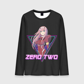 Мужской лонгслив 3D с принтом Zero Two synth в городе Новоалтайск, 100% полиэстер | длинные рукава, круглый вырез горловины, полуприлегающий силуэт | 002 | 02 | ahegao | anime | darling | franx | franxx | girl | girls | in | senpai | the | two | waifu | zero | zerotwo | аниме | ахегао | вайфу | девушка | семпай | сенпай | тян