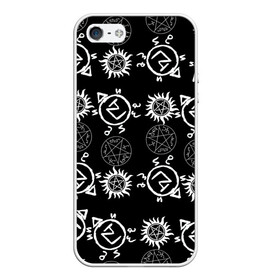 Чехол для iPhone 5/5S матовый Supernatural: в городе Новоалтайск, Силикон | Область печати: задняя сторона чехла, без боковых панелей | demons | supernatural | ангелы | демоны | знаки