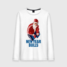Мужской лонгслив хлопок с принтом New Year bulls в городе Новоалтайск, 100% хлопок |  | beard | guy | new year | pose | santa claus | борода | новый год | парень
