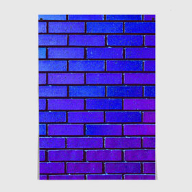 Постер с принтом Brick в городе Новоалтайск, 100% бумага
 | бумага, плотность 150 мг. Матовая, но за счет высокого коэффициента гладкости имеет небольшой блеск и дает на свету блики, но в отличии от глянцевой бумаги не покрыта лаком | blue | brick | purple | texture | wall | кирпич | кирпичный | синий | стена | текстура | фиолетовый