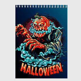 Скетчбук с принтом Halloween B-o-o в городе Новоалтайск, 100% бумага
 | 48 листов, плотность листов — 100 г/м2, плотность картонной обложки — 250 г/м2. Листы скреплены сверху удобной пружинной спиралью | арт | графика | ночь | тыквы | ужасы | хэллоуин