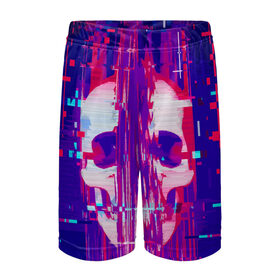 Детские спортивные шорты 3D с принтом Skull glitch в городе Новоалтайск,  100% полиэстер
 | пояс оформлен широкой мягкой резинкой, ткань тянется
 | color | fashion | glitch | jaw | skull | vanguard | авангард | глитч | мода | пасть | цвет | череп