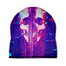 Шапка 3D с принтом Skull glitch в городе Новоалтайск, 100% полиэстер | универсальный размер, печать по всей поверхности изделия | color | fashion | glitch | jaw | skull | vanguard | авангард | глитч | мода | пасть | цвет | череп