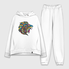 Женский костюм хлопок Oversize с принтом Ацтекский ягуар в городе Новоалтайск,  |  | aztec | jaguar | magic | mexican | mexico | predator | style | totem | божество | большая | большой | в стиле | животное | кот | кошка | магия | мексика | народ | охотник | священное | священный | символ | стиль | тотем | уичол | уи