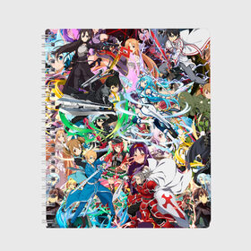 Тетрадь с принтом Sword Art Online в городе Новоалтайск, 100% бумага | 48 листов, плотность листов — 60 г/м2, плотность картонной обложки — 250 г/м2. Листы скреплены сбоку удобной пружинной спиралью. Уголки страниц и обложки скругленные. Цвет линий — светло-серый
 | Тематика изображения на принте: айнкрад | аргус | асуна | кирито | манга | мастера меча онлай