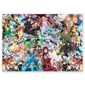 Поздравительная открытка с принтом Sword Art Online в городе Новоалтайск, 100% бумага | плотность бумаги 280 г/м2, матовая, на обратной стороне линовка и место для марки
 | Тематика изображения на принте: айнкрад | аргус | асуна | кирито | манга | мастера меча онлай