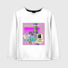 Детский лонгслив хлопок с принтом Vaporwave 2020-81 в городе Новоалтайск, 100% хлопок | круглый вырез горловины, полуприлегающий силуэт, длина до линии бедер | aesthetic | electronica | music | лаунж | музыка | поп | скульптура