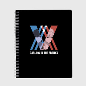 Тетрадь с принтом Darling in the FRANXX в городе Новоалтайск, 100% бумага | 48 листов, плотность листов — 60 г/м2, плотность картонной обложки — 250 г/м2. Листы скреплены сбоку удобной пружинной спиралью. Уголки страниц и обложки скругленные. Цвет линий — светло-серый
 | 002 | 02 | cyber | cyberpunk | darling | franxx | hiro | japan | two | zero | zerotwo | два | зеро | зероту | зеротул | итиго | ичиго | киберпанк | меха | мехо | милый | ноль | нольдва | ту | франксе | франсе | хиро