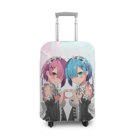 Чехол для чемодана 3D с принтом Re:Zero, Рам и Рем  в городе Новоалтайск, 86% полиэфир, 14% спандекс | двустороннее нанесение принта, прорези для ручек и колес | ram | re zero | re:zero | re:zero starting life in another world | re:zero жизнь с нуля в альтернативном мире | rem | аниме | жизнь с нуля в другом мире | манга | рам и рем