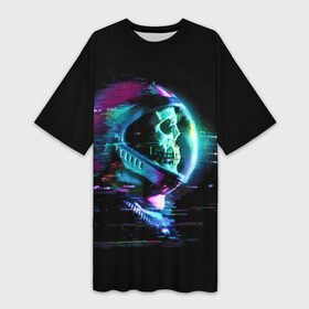 Платье-футболка 3D с принтом Astronaut в городе Новоалтайск,  |  | astronaut | cosmos | glitch | skull | space | spacesuit | глитч | космонавт | космос | пространство | скафандр | череп