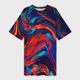 Платье-футболка 3D с принтом Абстракция краски в городе Новоалтайск,  |  | abstract | art | color | digital | fluid | grunge | абстракция | арт | брызки | гранж | краска | пятна | разводы | стекло | цвет | цветной | цифровой