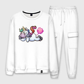 Мужской костюм хлопок с принтом Unicorn Fun в городе Новоалтайск, 100% хлопок | на свитшоте круглая горловина, мягкая резинка по низу. Брюки заужены к низу, на них два вида карманов: два “обычных” по бокам и два объемных, с клапанами, расположенные ниже линии бедра. Брюки с мягкой трикотажной резинкой на поясе и по низу штанин. В поясе для дополнительного комфорта — широкие завязки | bob | bob marley | goodboy | horse | poni | rainbow | unicorn | арт | боб марли | бобмарли | волшебство | детство | единорог | животные | кайф | картинка | конь | лошадь | магия | мем | полёт | пони | пук | радуга | ракета | рисунок