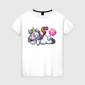 Женская футболка хлопок с принтом Unicorn Fun в городе Новоалтайск, 100% хлопок | прямой крой, круглый вырез горловины, длина до линии бедер, слегка спущенное плечо | bob | bob marley | goodboy | horse | poni | rainbow | unicorn | арт | боб марли | бобмарли | волшебство | детство | единорог | животные | кайф | картинка | конь | лошадь | магия | мем | полёт | пони | пук | радуга | ракета | рисунок