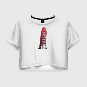 Женская футболка Crop-top 3D с принтом Pisa tower в городе Новоалтайск, 100% полиэстер | круглая горловина, длина футболки до линии талии, рукава с отворотами | башня | башня под наклоном | переход цвета | пизанская башня