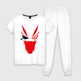 Женская пижама хлопок с принтом KILL LA KILL в городе Новоалтайск, 100% хлопок | брюки и футболка прямого кроя, без карманов, на брюках мягкая резинка на поясе и по низу штанин | anime | kill la kill | manga | аниме | демон | кил ла кил | круши кромсай | манга | убей или умри